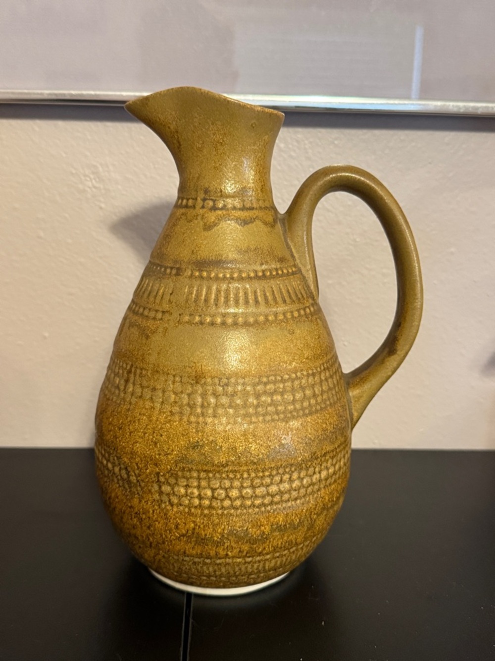 French made Ceramic/stonewear Pitcher - Olive Brown Home Art